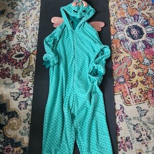 Kids Teal Dragon Costume Sleepware Onesie XHILARATION XXL Girls COZY VELOUR AQUA